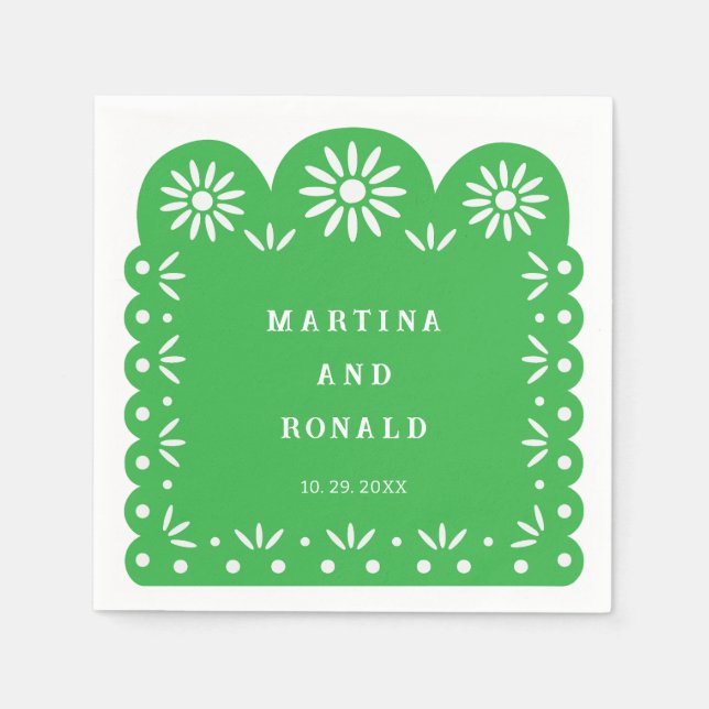 GREEN MEXICAN PAPEL PICADO SERVIETTE (Vorderseite)