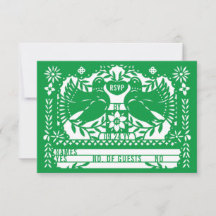 Green mexikanische Fantail Doves Papel Picado RSVP Karte