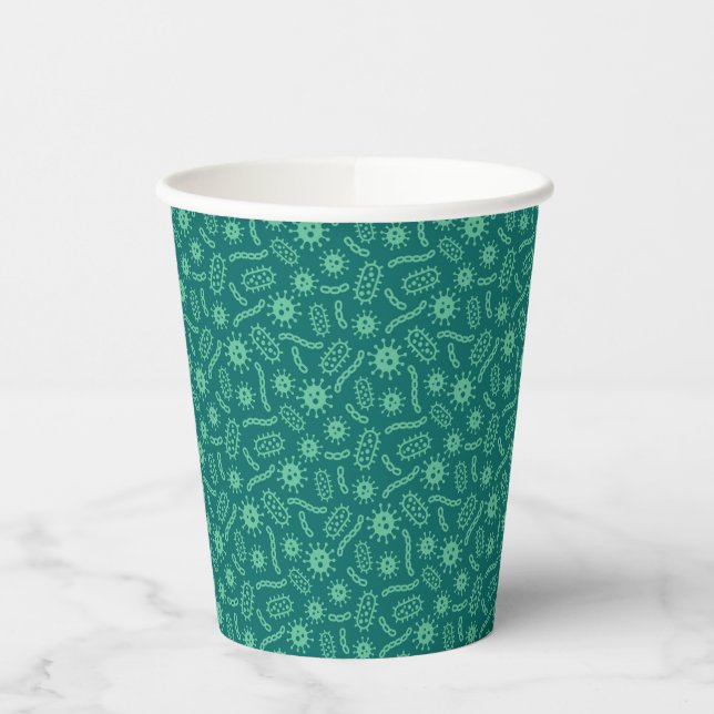 Green Microbes-Muster Pappbecher (Links)