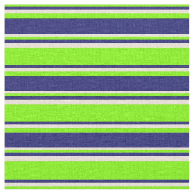 Green, Midnight Blue und Bisque Lines Muster Stoff (Nahaufnahme)
