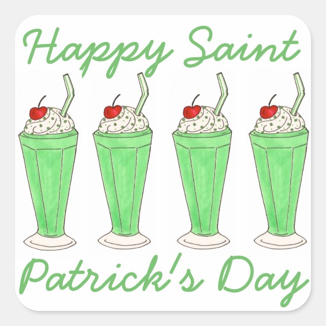 Green Milkshake Happy St. Patrick's Day Stickers (Vorderseite)