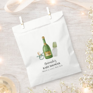 Green Minimal Poppin Champagner Flaschen Babydusch Geschenktütchen