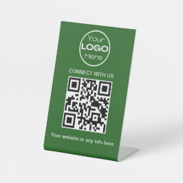 Green Minimalistic Business Logo und QR Code Sockelschild