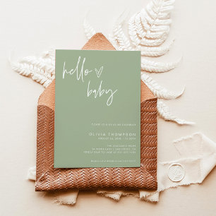 Green Minimalistisch Baby Dusche   Gender Neutral Einladung