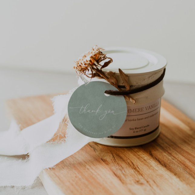 Green Minimalistisch Calligraphy Wedding Vielen Da Geschenkanhänger (Green Minimalist Calligraphy Wedding Thank You Favor Tags)