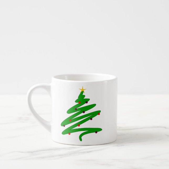 Green Minimalistisch Christmas Tree Doodle Espressotasse (Links)
