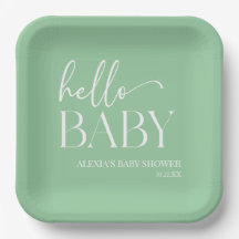 Green Minimalistisch Hello Baby Babydusche
