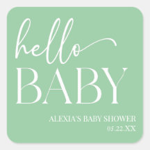 Green Minimalistisch Hello Baby Babydusche