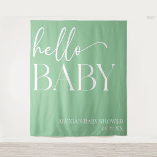 Green Minimalistisch Hello Baby Babydusche Wandteppich