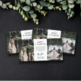 Green Minimalistisch Mistletoe Frohe Verheiratete  Dankeskarte