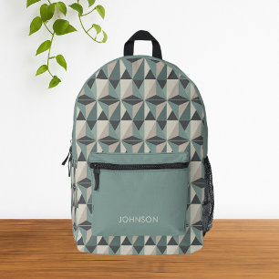 Green Minimalistisch Modern Geometric Pattern Bedruckter Rucksack