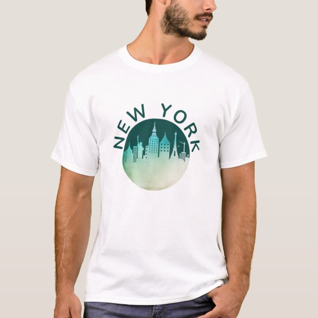 Green Minimalistisch New York City T-Shirt (Vorderseite)