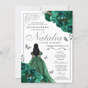 Green Mis Quince Anos Princess Kleidung Schmetterl Einladung