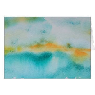 Green Misted Orange Horizon Wasserfarbenlandschaft