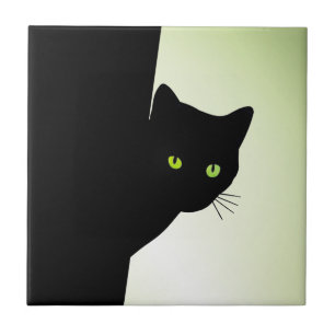 Green Mit Augen Black Cat Fliese