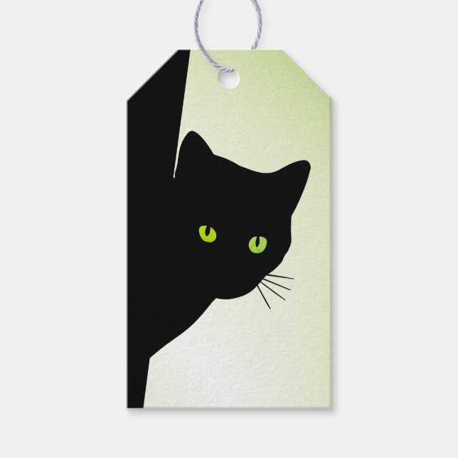 Green Mit Augen Black Cat Geschenkanhänger (Vorderseite)