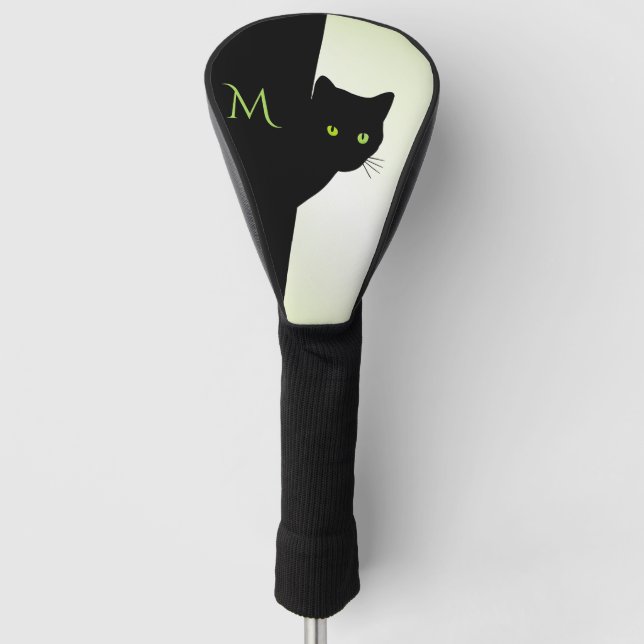 Green Mit Augen Black Cat Golf Headcover (Vorderseite)