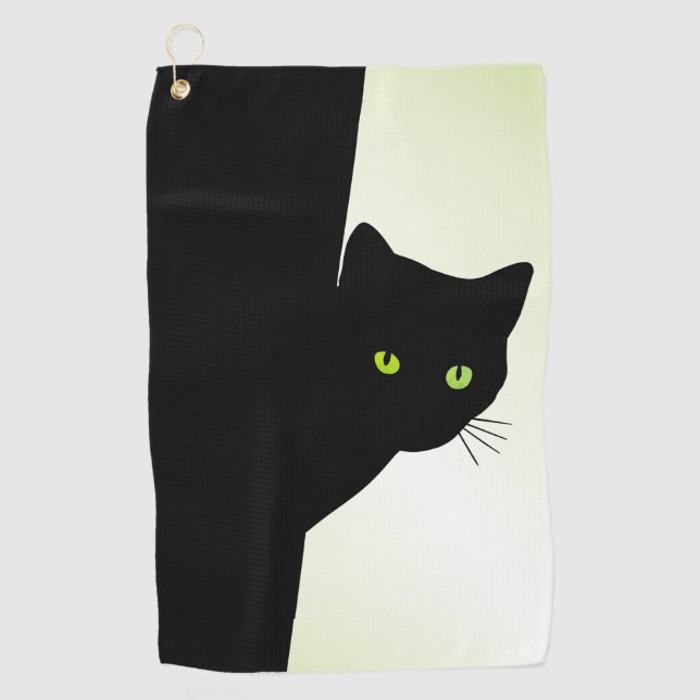 Green Mit Augen Black Cat Golfhandtuch (Vorderseite)