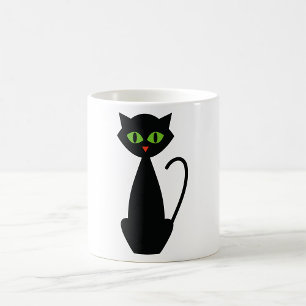 Green Mit Augen Black Cat Kaffee Tasse