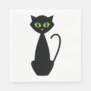 Green Mit Augen Black Cat Napkins Serviette