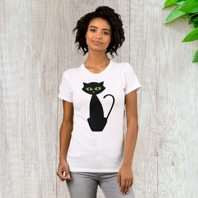 Green Mit Augen Black Cat T - Shirt (Von Creator hochgeladen)
