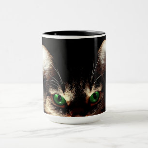 Green Mit Augen Cat Coffee Tasse