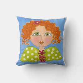 Green Mit Augen Daisy Girl - Painteed Pillow Kissen