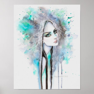 Green Mit Augen Ghost Abstrakt Fantasy Portrait Poster