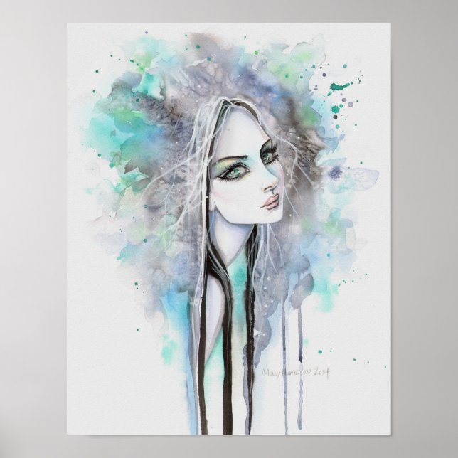 Green Mit Augen Ghost Abstrakt Fantasy Portrait Poster (Vorne)