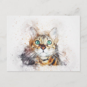 Green Mit Augen Kitty Portrait   ABSTRAKT   Wasser Postkarte