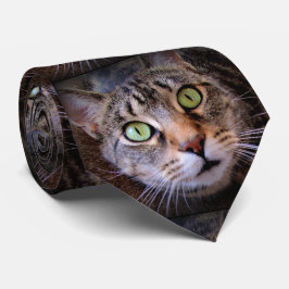 Green Mit Augen Tabby Cat Menswear Krawatte