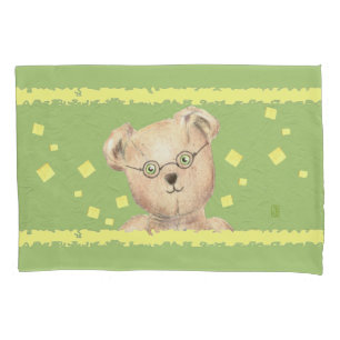 Green-mit Augen Teddy-Bears-Standardkissengehäuse Kissenbezug