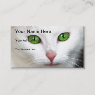 Green Mit Augen White Cat Business Card Visitenkarte