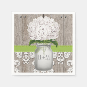 Green Mit Monogramm Hydrangea Mason Jar Serviette