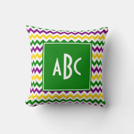 Green Mit Monogramm Mardi Gras Zigzag Kissen