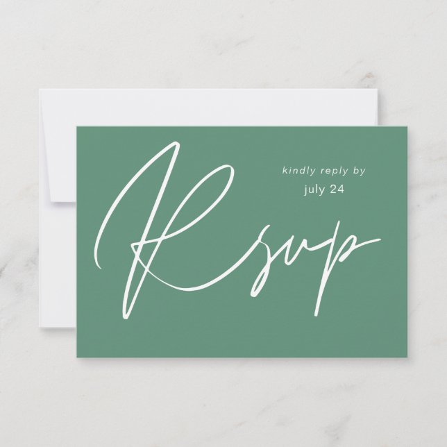 Green MOD Calligraphy w Meal RSVP Card (Vorderseite)