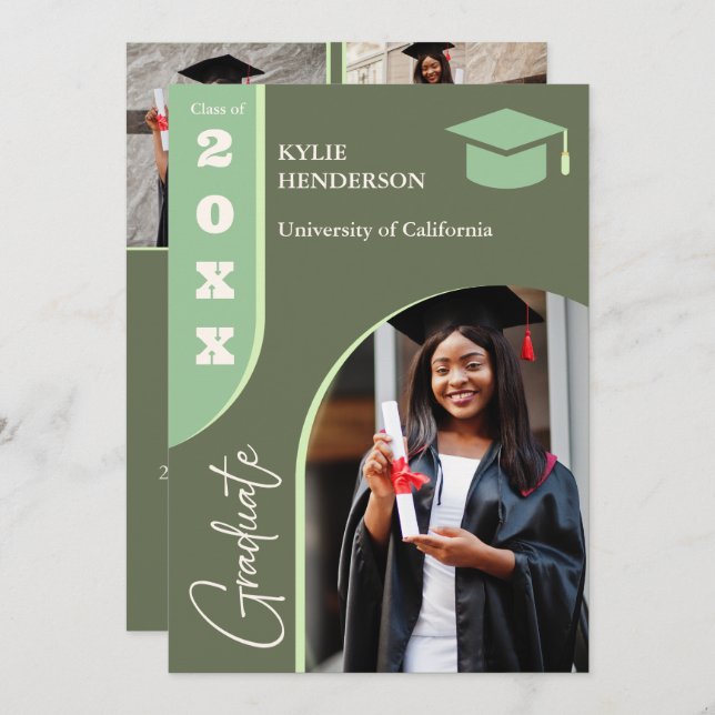 Green Modern Abschluss Foto Ankündigung (Vorne/Hinten)