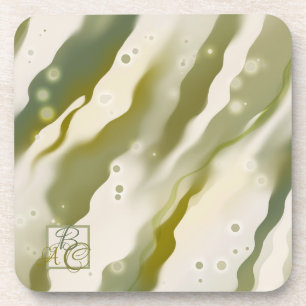 Green Modern Abstrakt Art Monogram Untersetzer