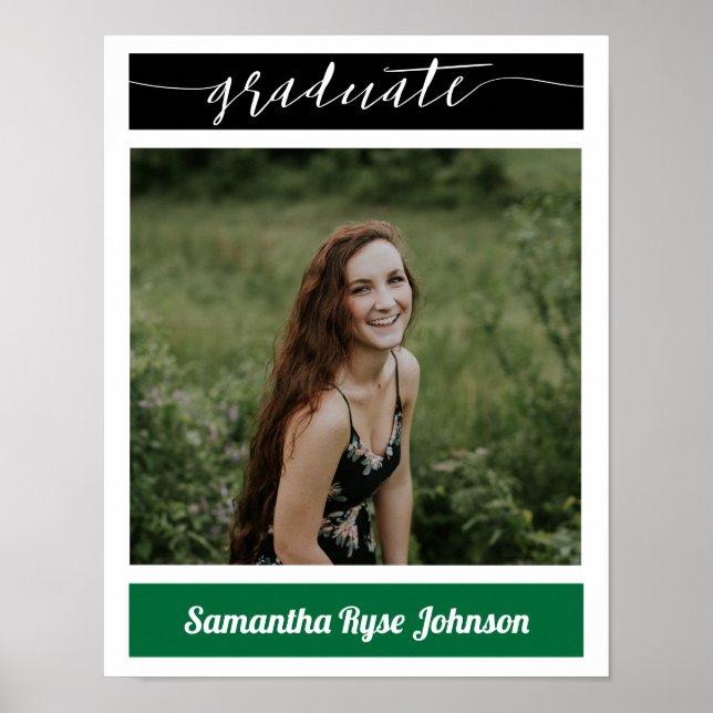 Green Modern Block Foto Abschluss Poster (Vorne)