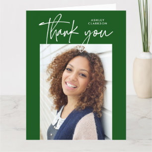 Green Modern Calligrafy Foto Abschluss geflochten Dankeskarte