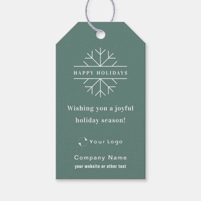 Green Modern Christmas Business Logo QR Code Chic Geschenkanhänger (Vorderseite)