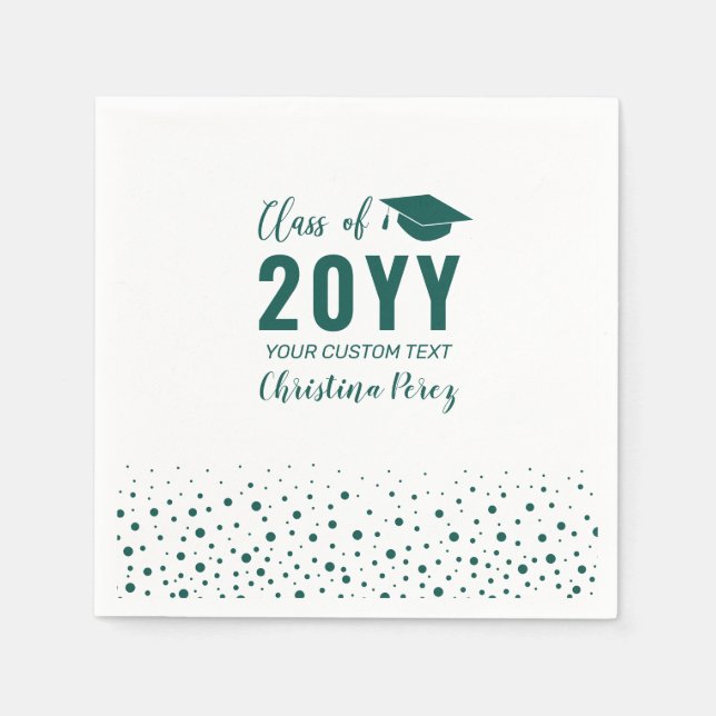 Green Modern Confetti Graduation Party Serviette (Vorderseite)