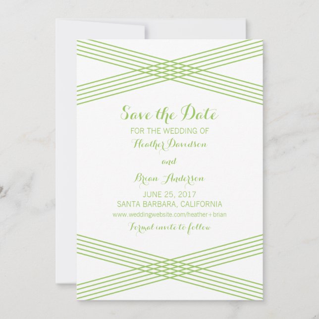 Green Modern Deko Save the Date einladen (Vorderseite)