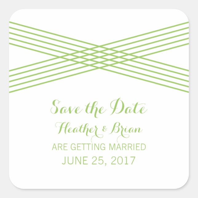 Green Modern Deko Save the Date Stickers (Vorderseite)