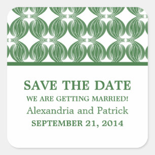 Green Modern Deko Save the Date Stickers