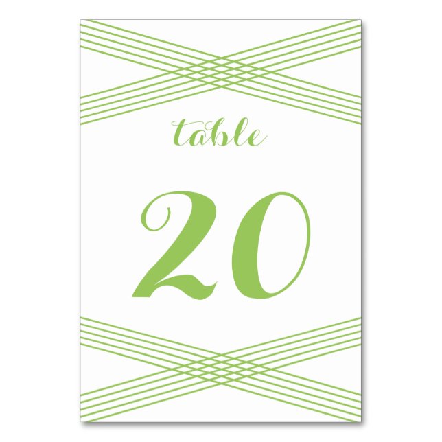 Green Modern Deko Table Card Tischnummer (Vorderseite)