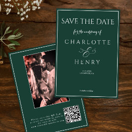 Green Modern Elegante Calligraphy Foto QR Code Save The Date