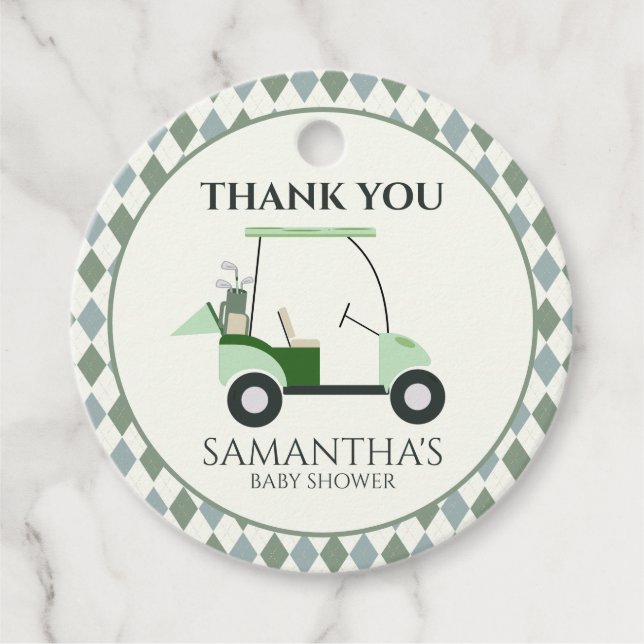 Green Modern Golf Baby Gender Reveal Par-T Geschenkanhänger (Vorderseite)