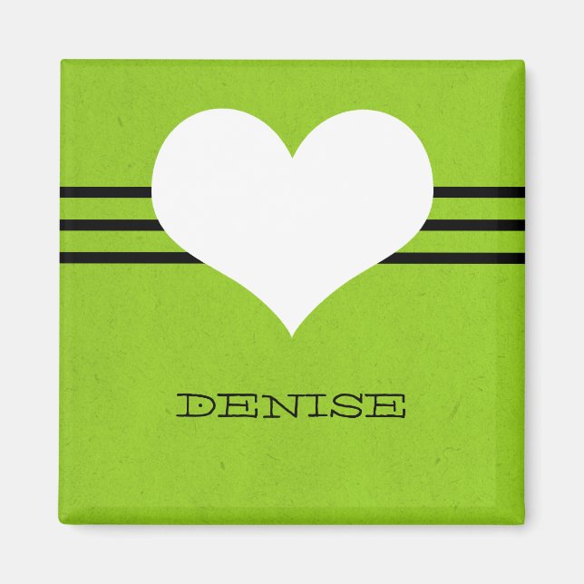 Green Modern Heart Magnet (Vorne)