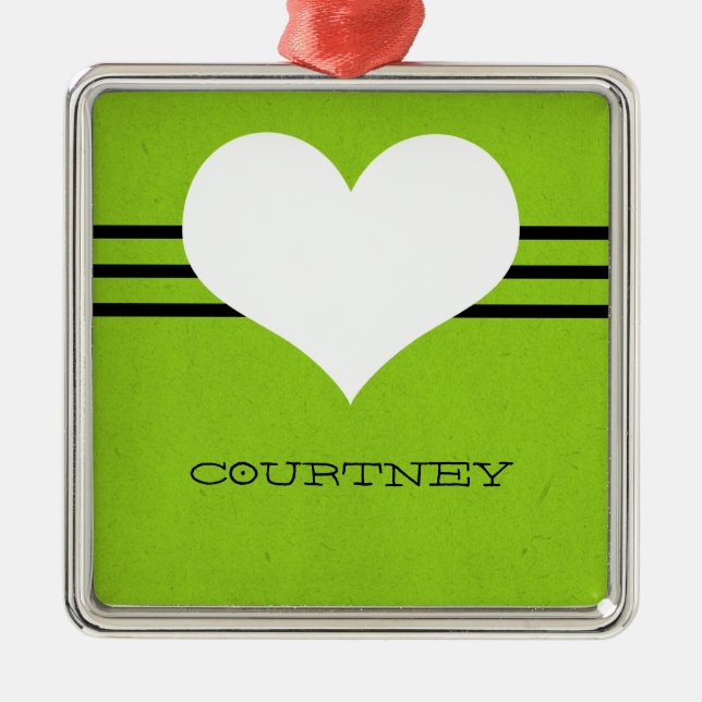 Green Modern Heart Ornament Aus Metall (Vorne)